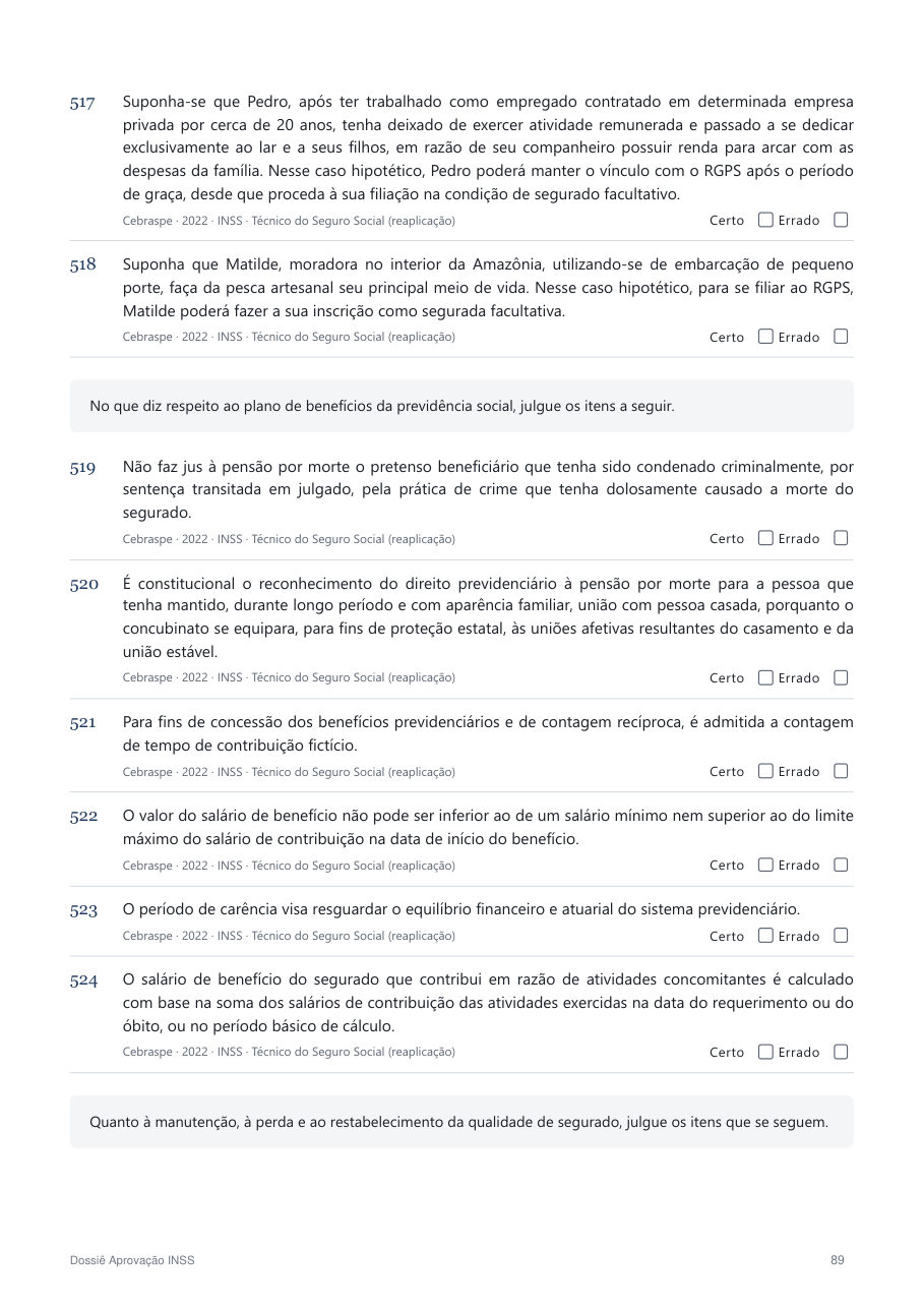 Página de questões